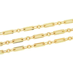 18K gold-plated rectangle and circle link chain for DIY jewelry making and necklaces