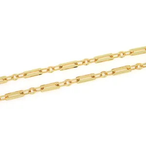 Polished 18K gold-plated flat rectangular link chain for DIY jewelry making