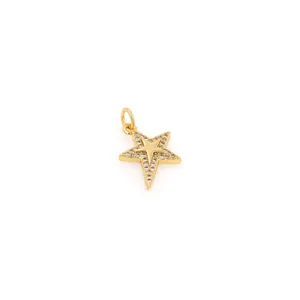 Vue macro du pendentif étoile plaqué or 18 carats avec détails en zircons scintillants