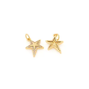 Pendentifs étoiles dorés à l'or 18K avec zircons pavés pour la création de bijoux