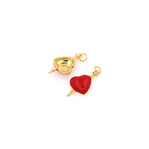 18K vergulde hart- en pijlhanger met rood emaille voor DIY-sieraden maken
