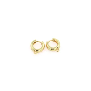 Créoles plaquées or 18 carats polies avec boucle de suspension pour bijoux DIY