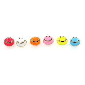 Perline colorate smaltate con faccina sorridente per gioielli fai-da-te e braccialetti