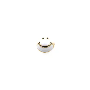 Ciondolo a forma di smile dorato con smalto bianco per collane fai-da-te