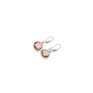 Boucles d'oreilles pendantes en argent doré 18K avec zircons ronds couleur champagne
