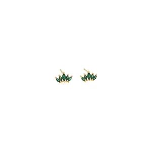 Luxury 18K Gold Plated Copper Marquise Zircon Crown Stud Earrings Vintage Marquise Cut Gemstone Earrings For Women Jewelry Gift