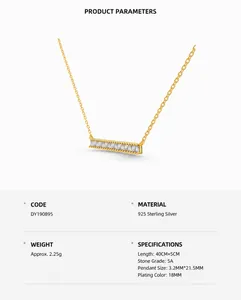 Detail showing S925 silver smile necklace with 5A zircons and golden plating specifications