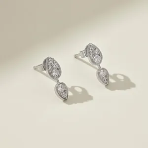 S925 sterling zilveren dubbele druppel oorknopjes met glanzende zirkonia stenen