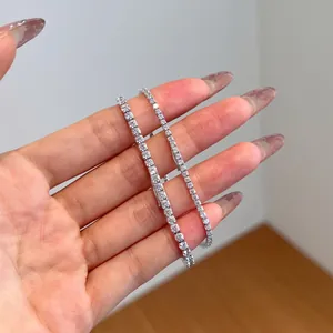 Close-up of S925 sterling silver tennis bracelet with cubic zirconia and secure clasp