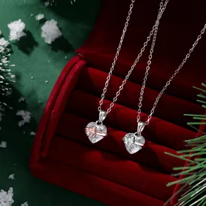 Coffret de colliers cœur en argent S925 avec nœuds en zircone et boîte cadeau