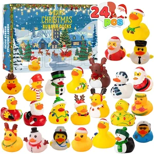 Christmas advent calendar with 24 cute rubber ducks in festive holiday costumes