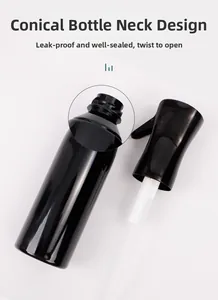 Detail view of 200ml black spray bottle with a leak-proof threaded neck design