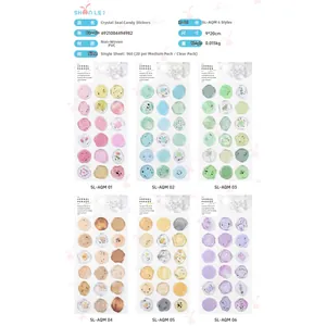 Set of clear PVC wax seal style stickers featuring elegant floral patterns for sealing