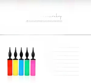 Detailed specs of manual hand-pushed air pumps in 5 vibrant colors for party balloons