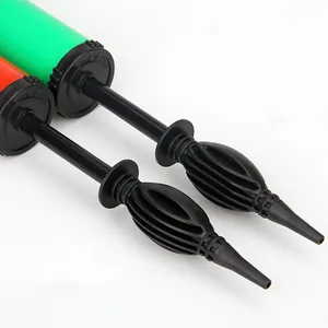 Manual plastic balloon pump kit in green and red for party decoration supplies