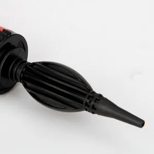 Close-up of manual balloon pump nozzle with non-slip ridges and durable plastic tip