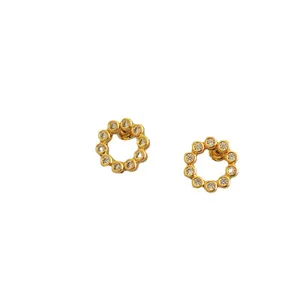 Elegant 925 silver needle hoop earrings with micro-paved cubic zirconia stones