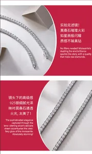 Detailansicht der S925 Sterling Silber Tenniskette mit brillanten Moissanit-Steinen