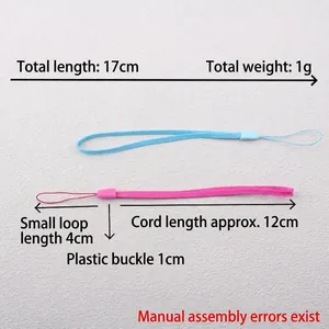 Short colorful nylon wrist lanyard 17cm for mobile phones and portable fans