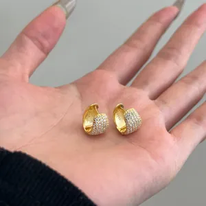 Elegant gold plated S925 sterling silver hoop earrings with sparkling cubic zirconia stones