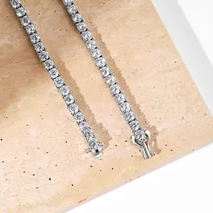 Exquisite 925 sterling silver tennis necklace with 4mm cubic zirconia stones and secure clasp