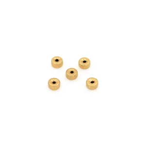 Cinco cuentas espaciadoras mate bañadas en oro de 18K para accesorios de joyería DIY
