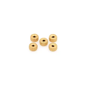 Cinco cuentas espaciadoras mate chapadas en oro 18K para joyería y manualidades DIY