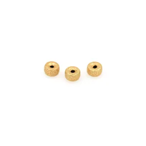 Tres cuentas espaciadoras mate bañadas en oro 18K para accesorios de joyería DIY
