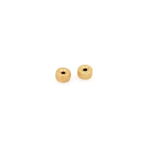 Cuentas espaciadoras de rueda bañadas en oro de 18K con acabado mate para joyería DIY