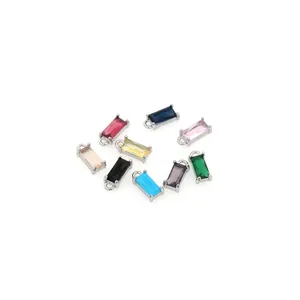 Pendenti rettangolari in zircone e rame placcato oro 18K per la creazione di gioielli fai-da-te