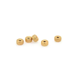 Cinco cuentas espaciadoras bañadas en oro 18K con textura esmerilada para joyería DIY