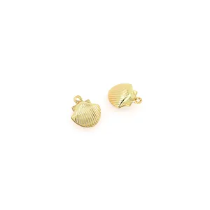 Paire de pendentifs coquillages plaqués or 18 carats avec texture pour bijoux DIY