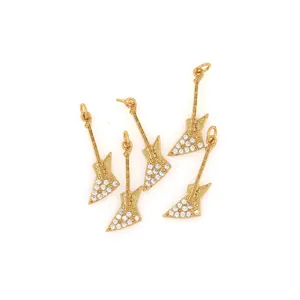 Set de 5 colgantes de guitarra bañados en oro de 18K con incrustaciones de circonitas