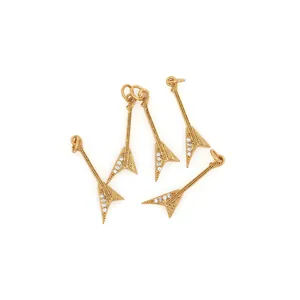 Lot de 5 pendentifs guitare plaqués or 18 carats avec oxydes de zirconium sertis