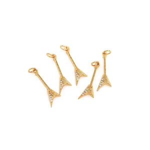 Pendentif guitare créatif plaqué or 18K avec micro-incrustation de zircon pour bijoux DIY
