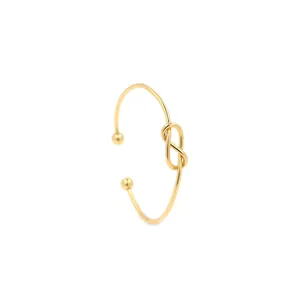 Brazalete Abierto de Cobre Chapado en Oro de 18K con Nudo Diseño de Infinito Simple Joyería de Moda para Mujer Parejas Regalo