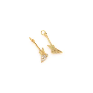 Colgante guitarra creativo chapado en oro 18K con circonitas para collares DIY