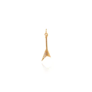 Pendentif guitare électrique exquis plaqué or 18 carats avec pierres de zircone