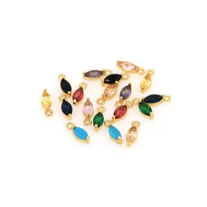 Colorful 18K gold plated marquise zircon pendants for DIY necklace and jewelry making
