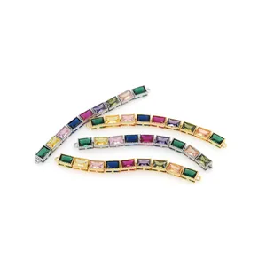Connecteurs barrettes en zircon coloré pour bijoux en cuivre plaqué or et argent