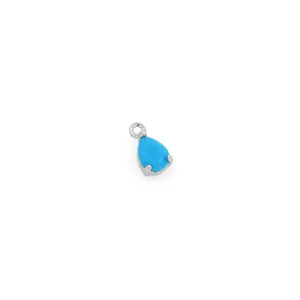18K gold plated copper teardrop pendant with turquoise stone and zircon inlay