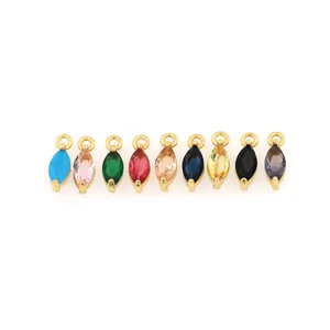 10-piece set of colorful marquise-cut gemstone pendants with 18K gold plated metal bases