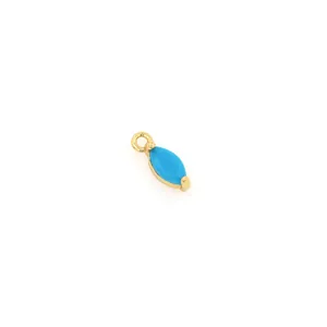 18K gold plated teardrop pendant with light blue marquise gemstone and zircon
