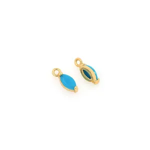 18K gold plated marquise water drop pendant with micro-pave blue zircon for jewelry DIY