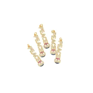 18K gold-plated necklace pendants with micro-pave cubic zirconia spelling PEACE