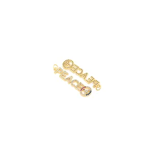 18K gold-plated PEACE letter pendant with colorful zircon stones and peace symbol