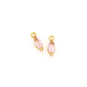 Detail showing pink marquise cut gems in 18K gold plated prong settings for DIY jewelry