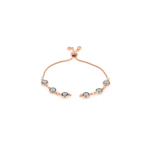 Mode Bracelet Bolo en Cuivre Plaqué Or Rose 18K Pour Femmes Rond Coloré Zirconium Incrusté Bijoux Réglables Cadeau