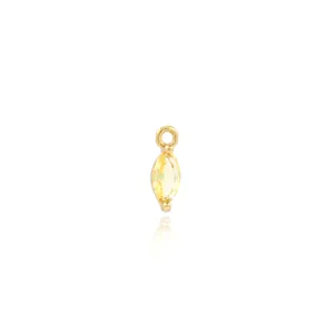Macro view of 18K gold plated marquise pendant with micro-pave cubic zirconia crystals