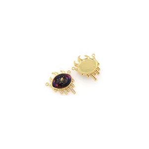 18K gold-plated Evil Eye pendant with cubic zirconia and blue star enamel detail